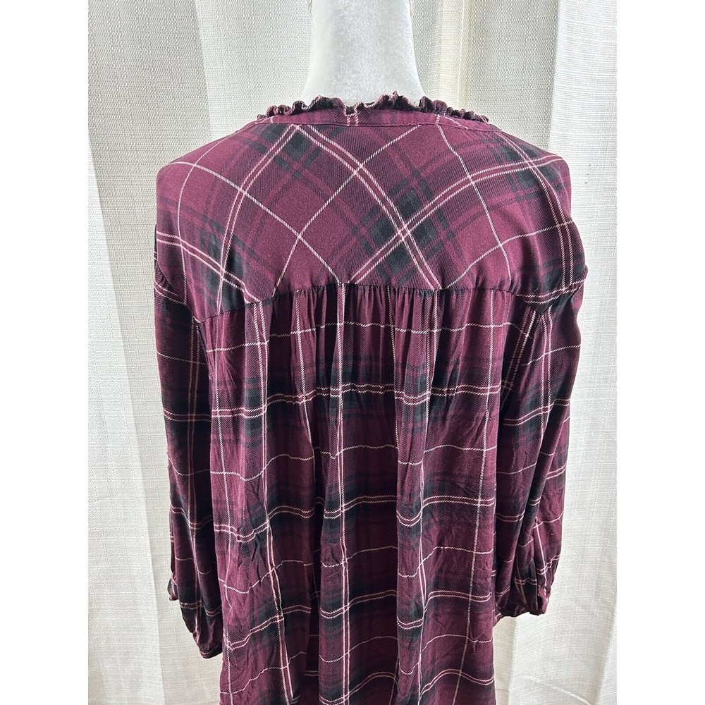 Torrid Rayon Twill Tie Neck Plaid Peasant Top Womens Plus Size 3X - Picture 9 of 14
